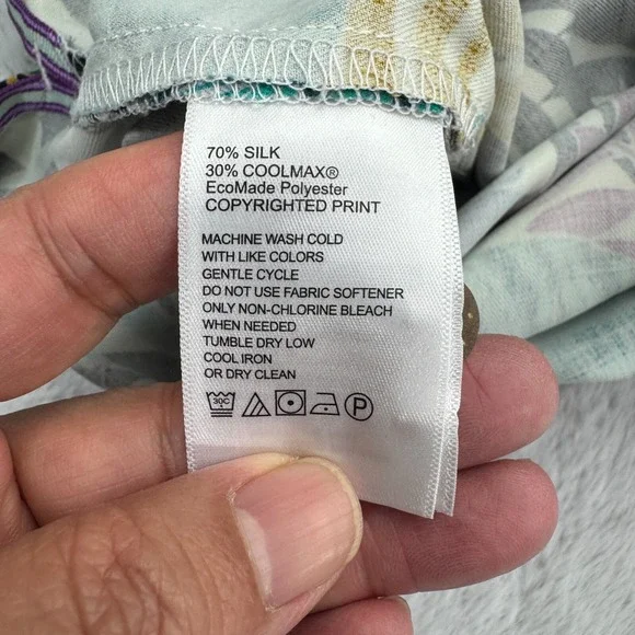 Tommy Bahama Hawaiian Shirt Mens L Floral Print Silk Coolmax Short Sleeve Button - Picture 7 of 8